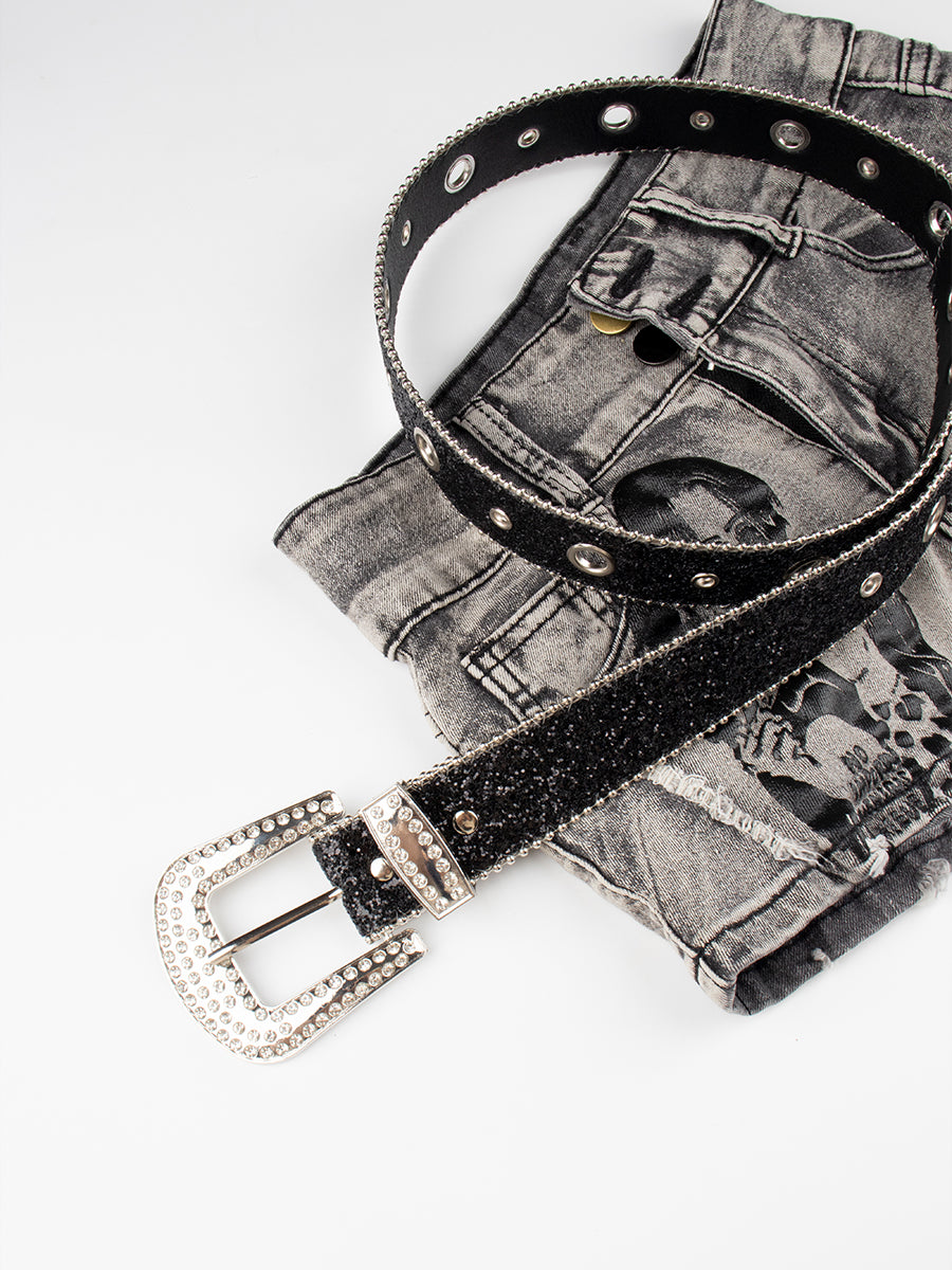 Pirate King Nami Printed Denim Shorts with Belt