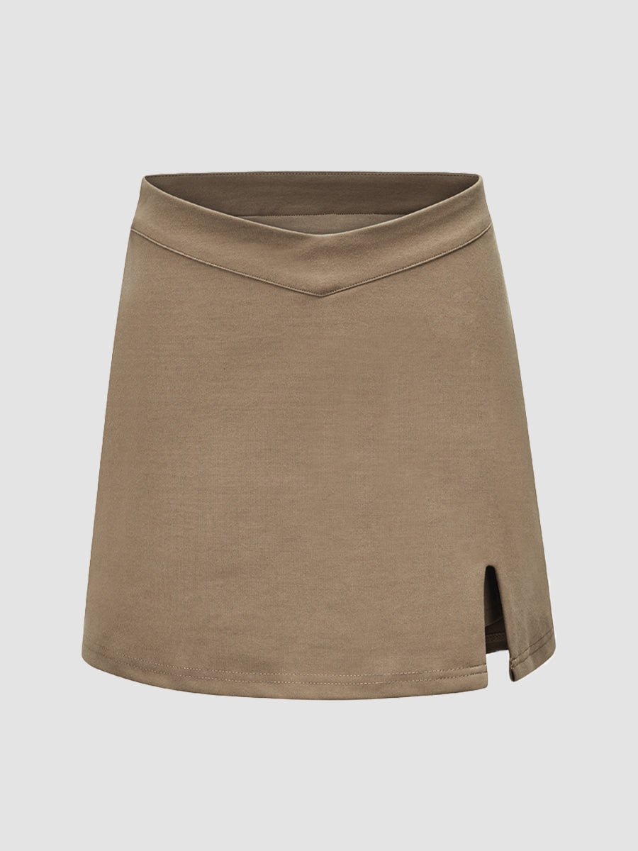 Solid Color Slim Irregular Skirt