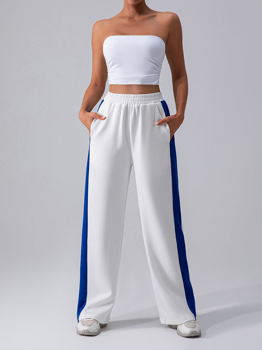 2pcs Strapless Top Sports Sweatpants Sports Set Workout Set Women Gym Wear