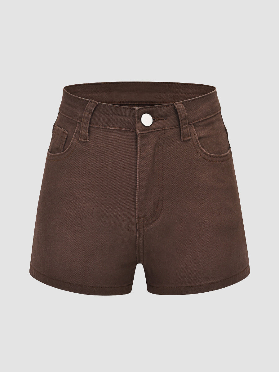 Solid Color Denim Jean Shorts