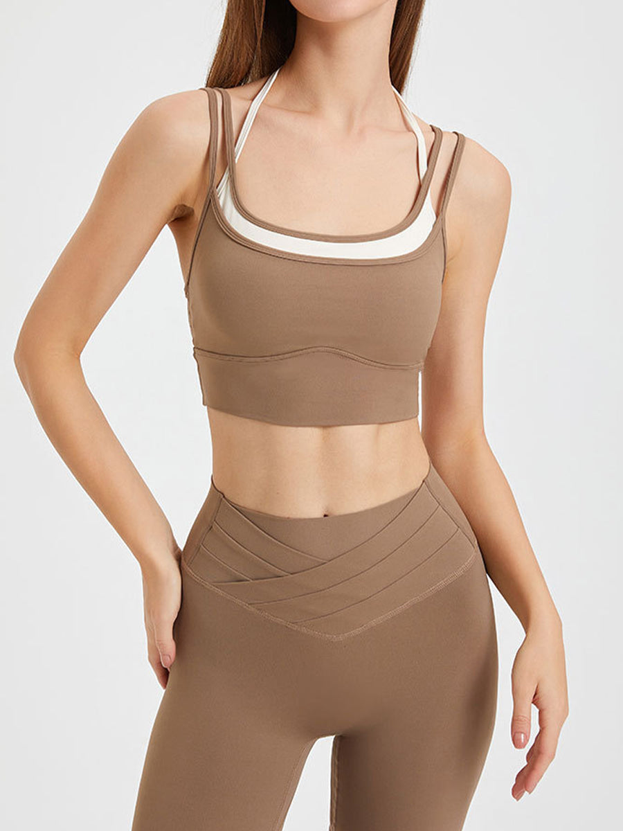 2pcs Sports Cami Slim Fit Shorts Yoga Sports Set Workout Set Women Gym Wear