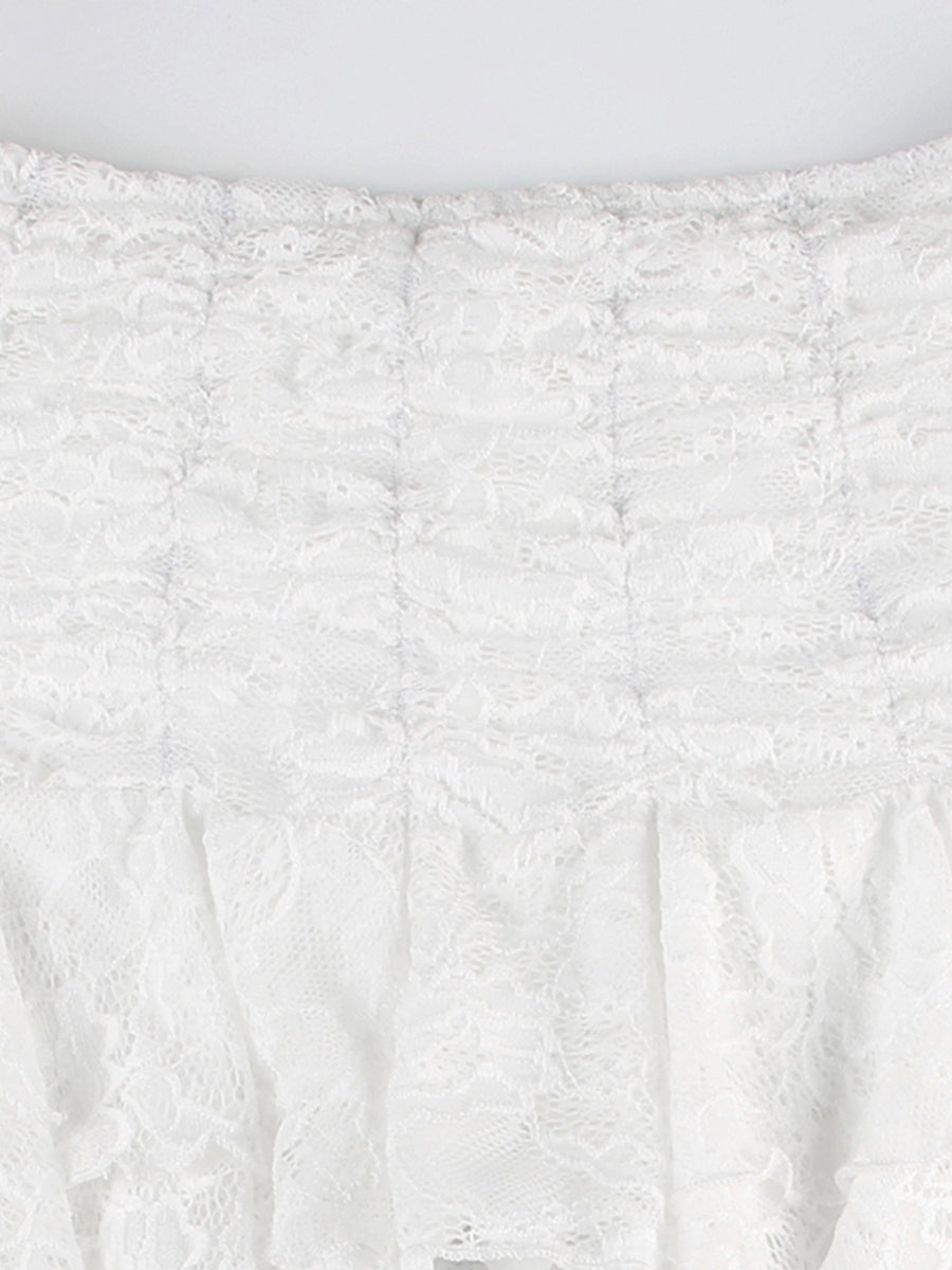 Irregular Wave Lace Mini Skirt