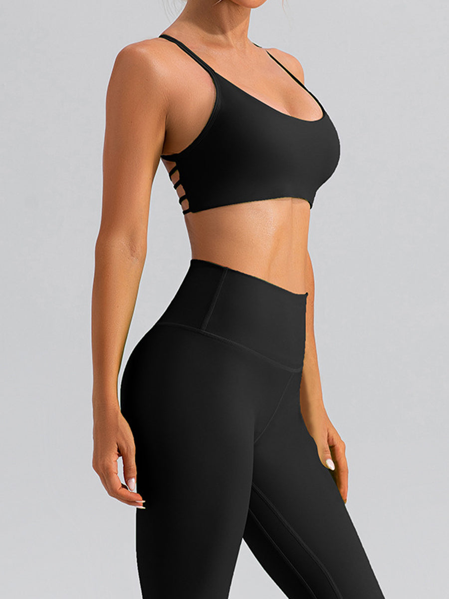 2pcs Sleeveless Tank Skin-Friendly Sports Set Workout Set Fitness Yoga Suit with Chest Pads