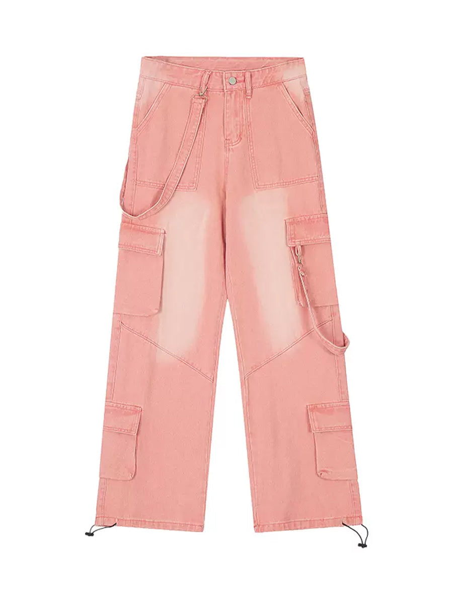 Y2K High Waist Flap Pocket Cargo Denim Jeans