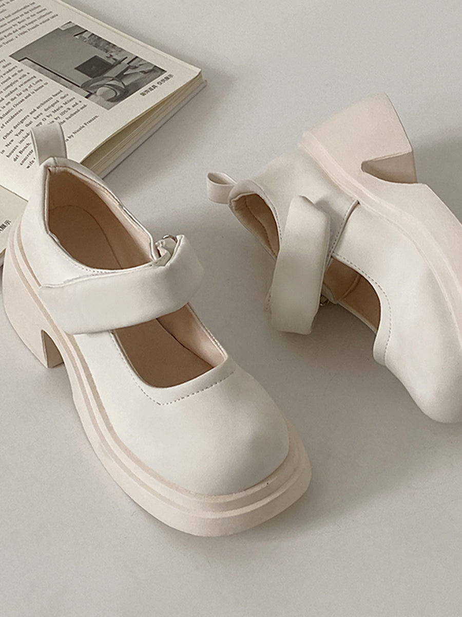 Soft Cloud Velcro Mary Jane Chunky Pumps Shoes(No Socks)