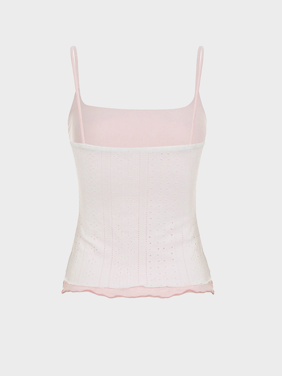 Fake Two Piece Bow Tie Cami Top