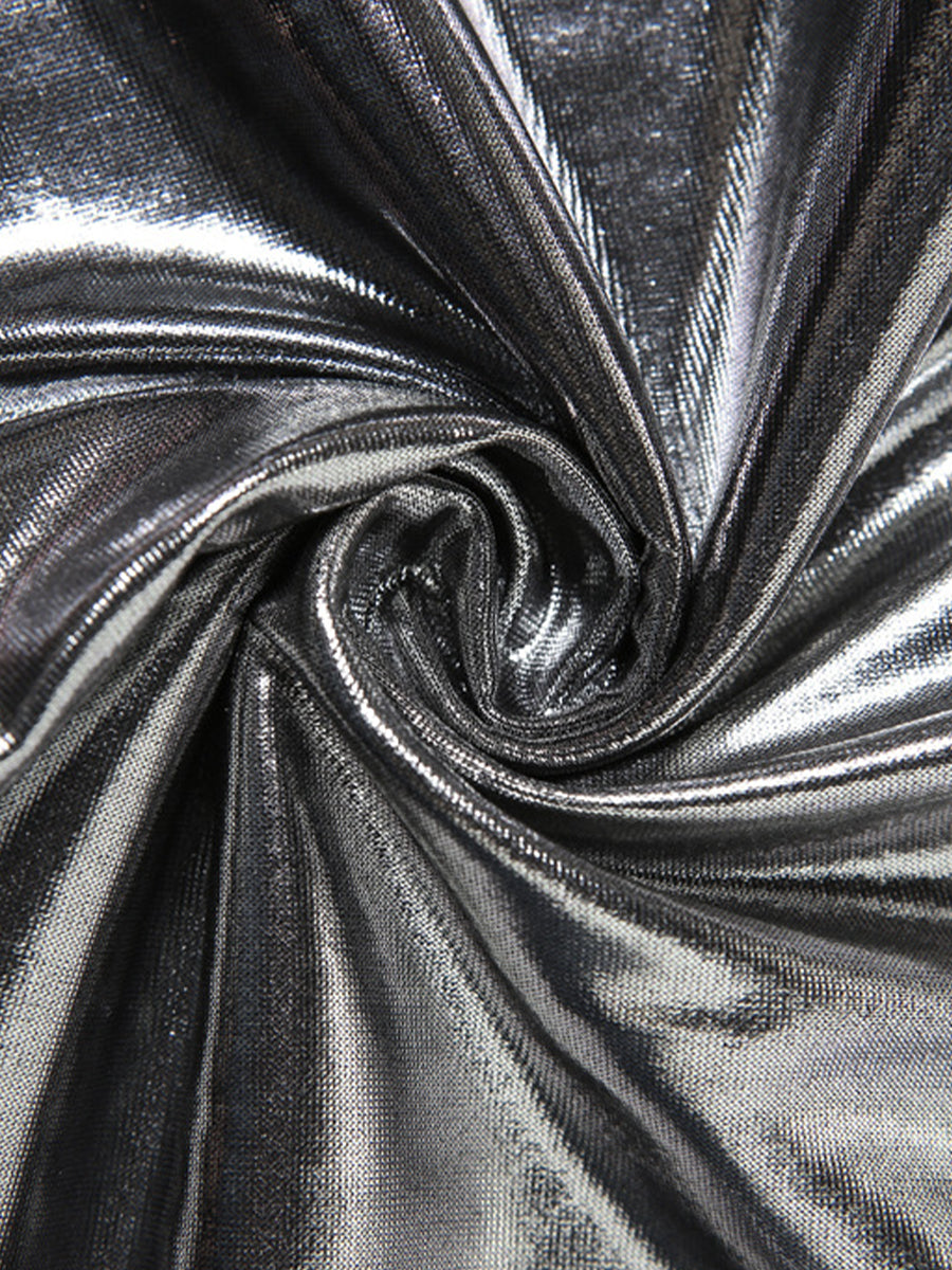Silver Shiny Chain Halter Top