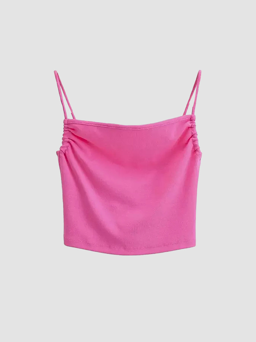 Solid Color Slim Fit Sleeveless Crop Top