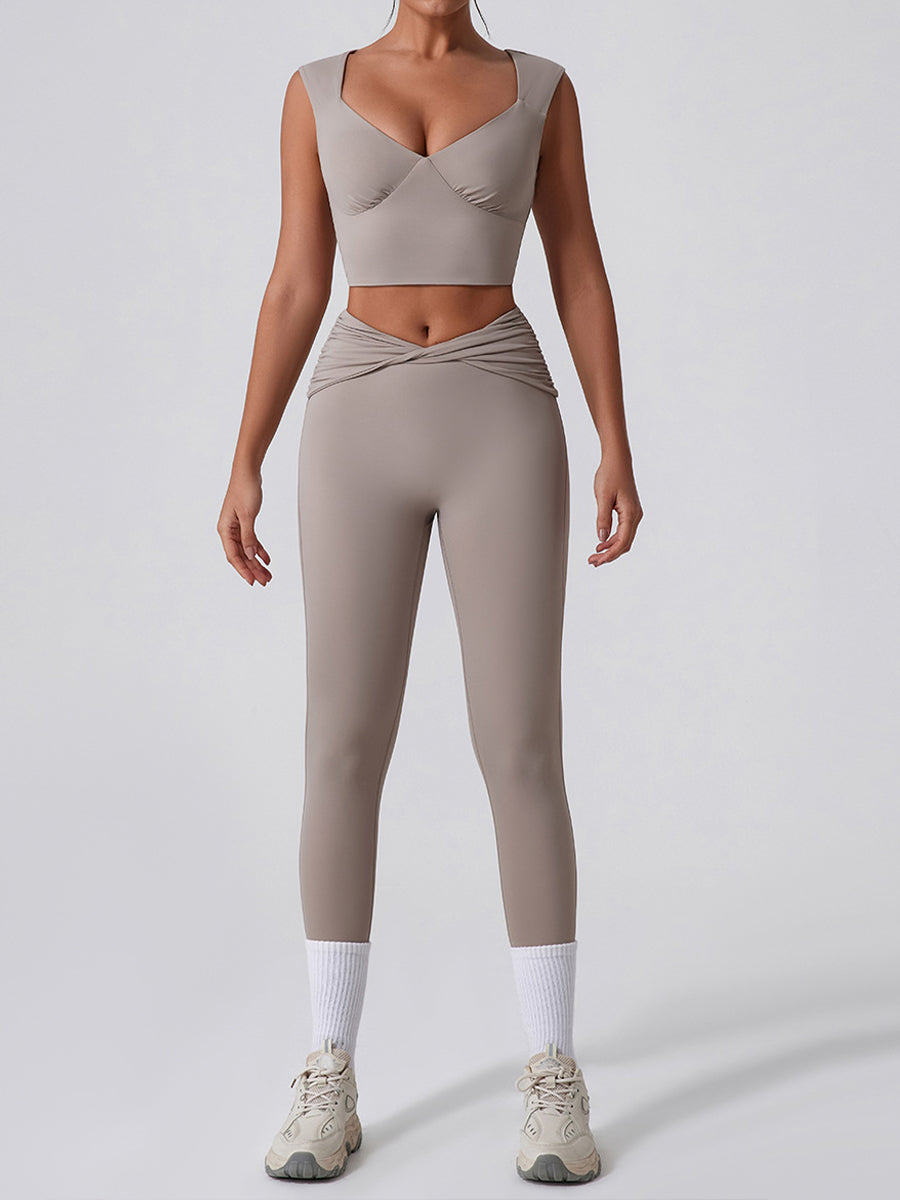 2pcs Sports Tank and Leggings Skin-Friendly Sports Set Workout Set Fitness Yoga Suit