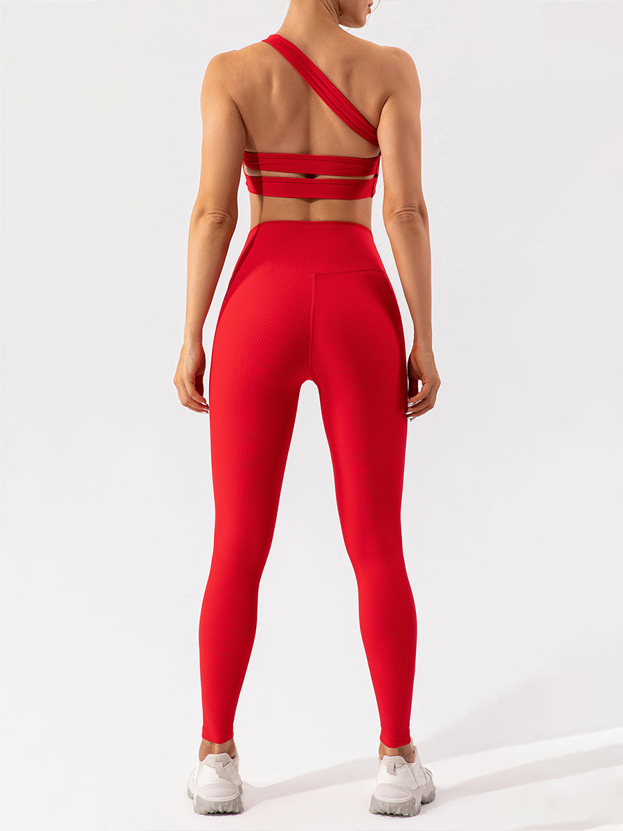2pcs Sleeveless Halter Skin-Friendly Sports Set Workout Set Fitness Yoga Suit with Chest Pads