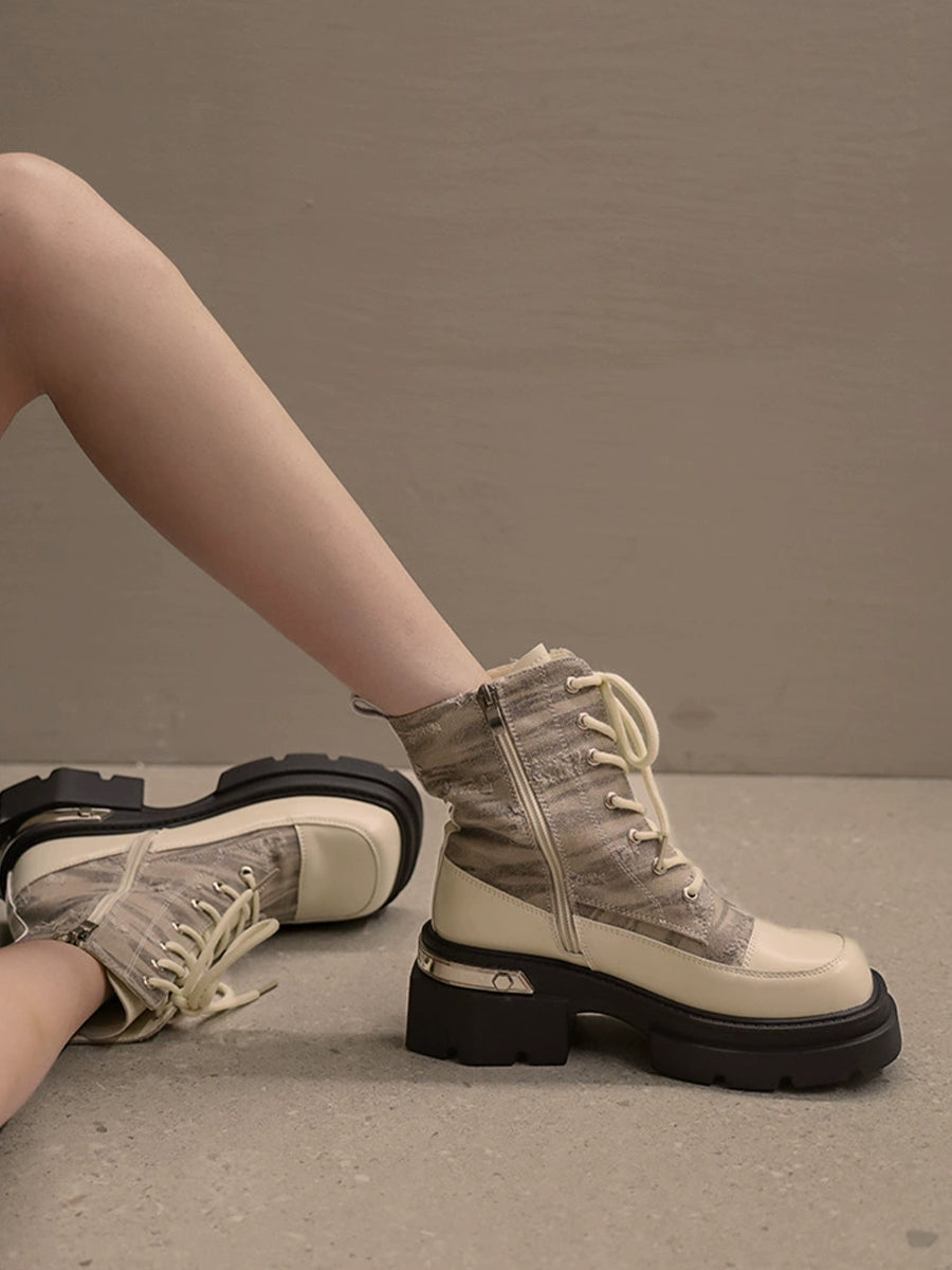 Women's Solid Color Zipper Height Increase V Solid Color Boots
