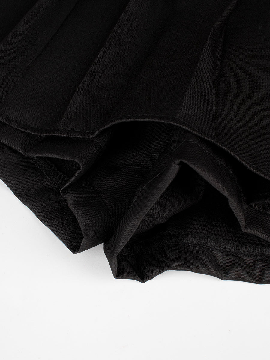 Fake Two Piece Top + Pleated Skirt Set