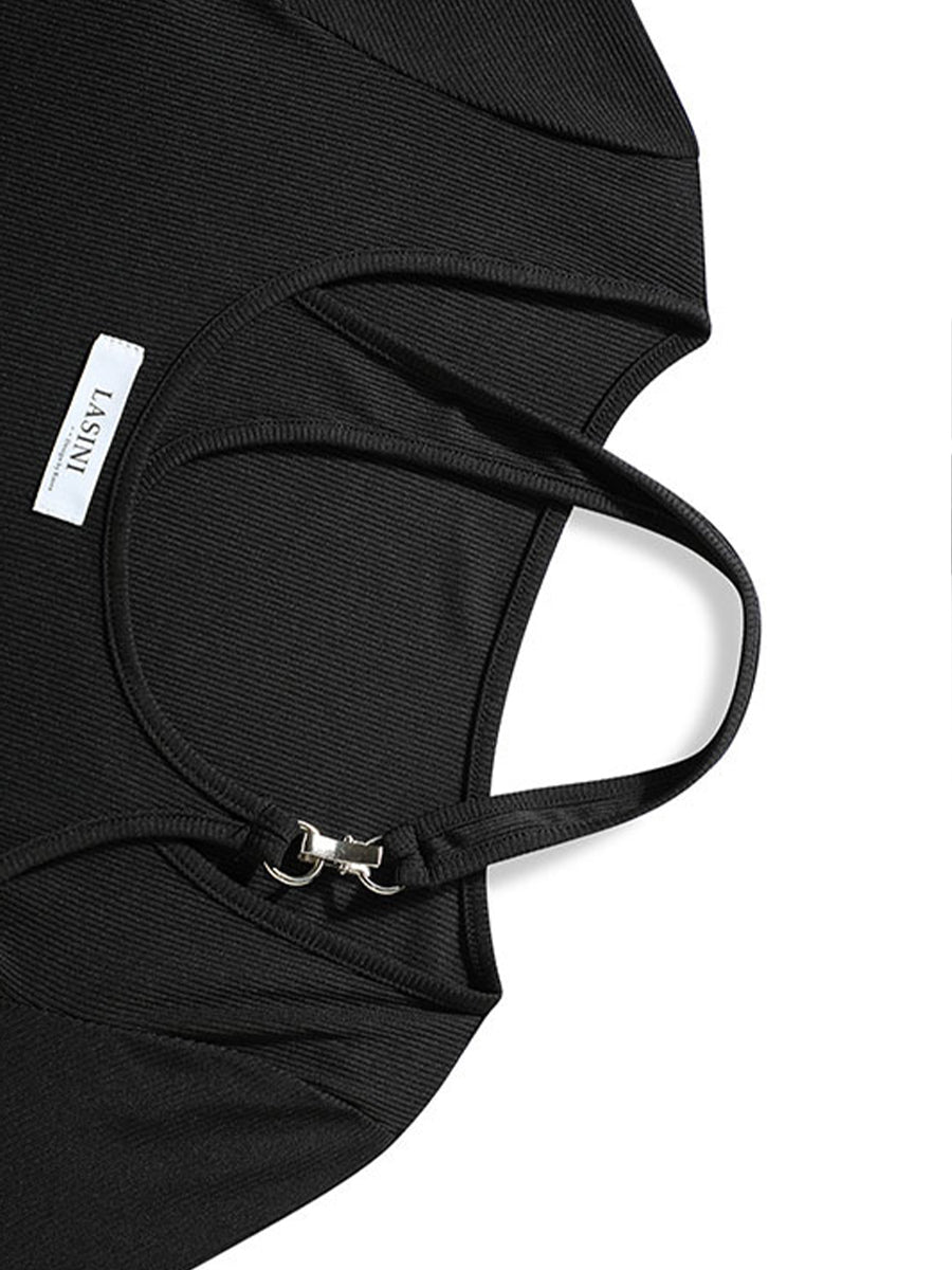 Solid Color Fake Two-Piece Onesie Top