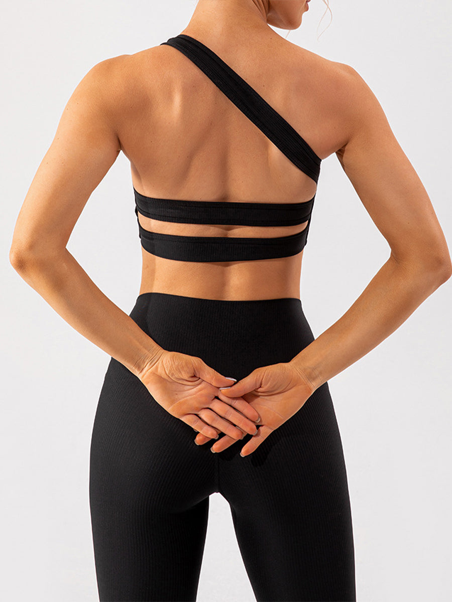 2pcs Sleeveless Halter Skin-Friendly Sports Set Workout Set Fitness Yoga Suit with Chest Pads