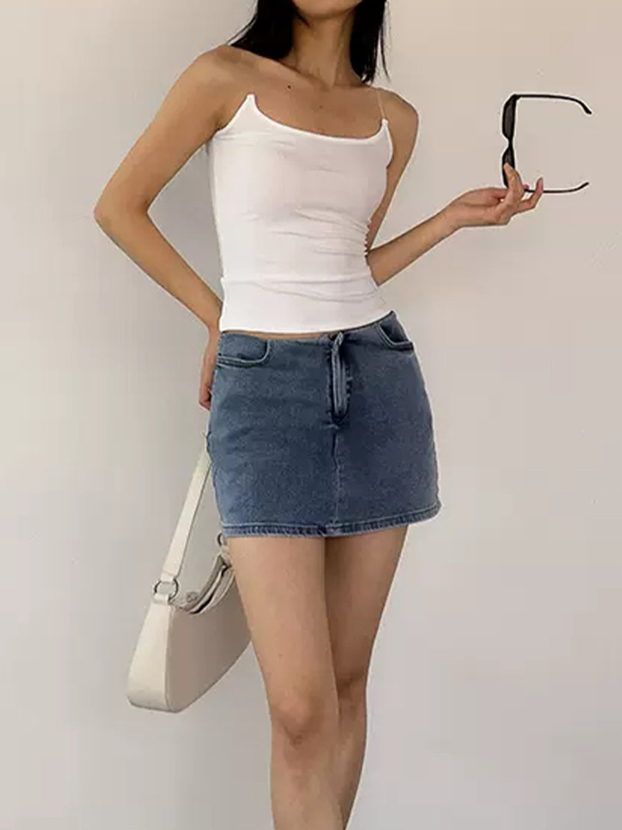 Sheer Straps Slim Sleeveless Top