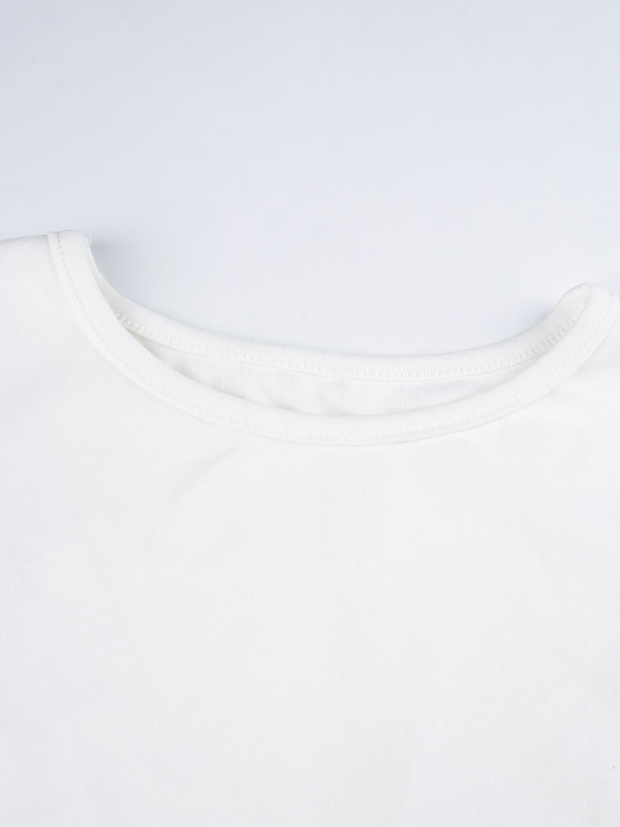 Solid Color Stretchy Short Sleeve Crop Top
