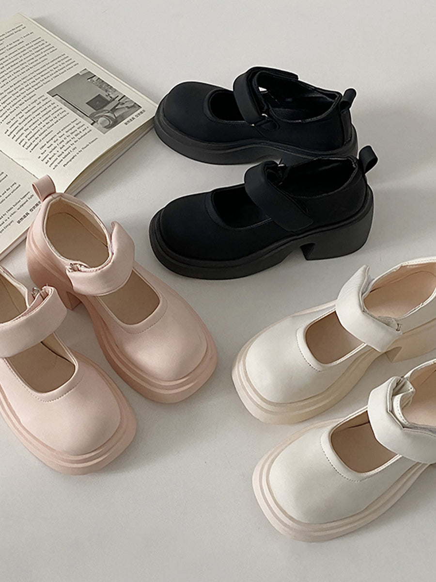 Soft Cloud Velcro Mary Jane Chunky Pumps Shoes(No Socks)