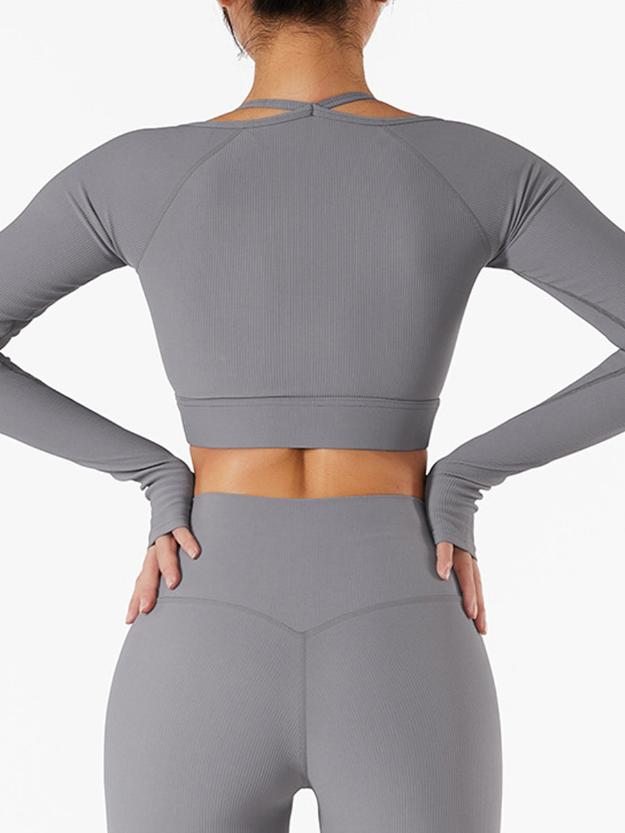 2pcs Fitness Yoga Suit Gym Outfits Set Plain Top with Chest Pads and Sports Shorts