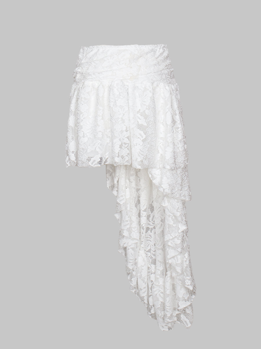 Multi Layered Lace Irregular Skirt with Lining