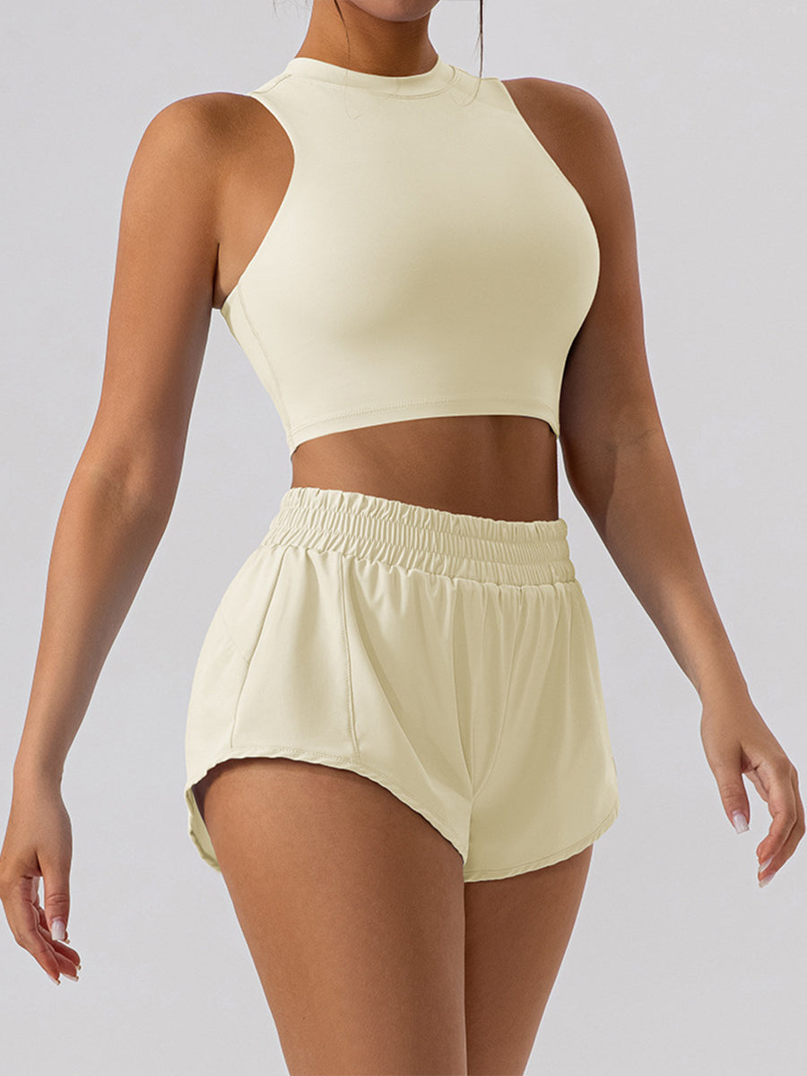 Solid Color Running Skorts for Causal Tummy Control Workout Skirt High Waisted Yoga Capris Shorts