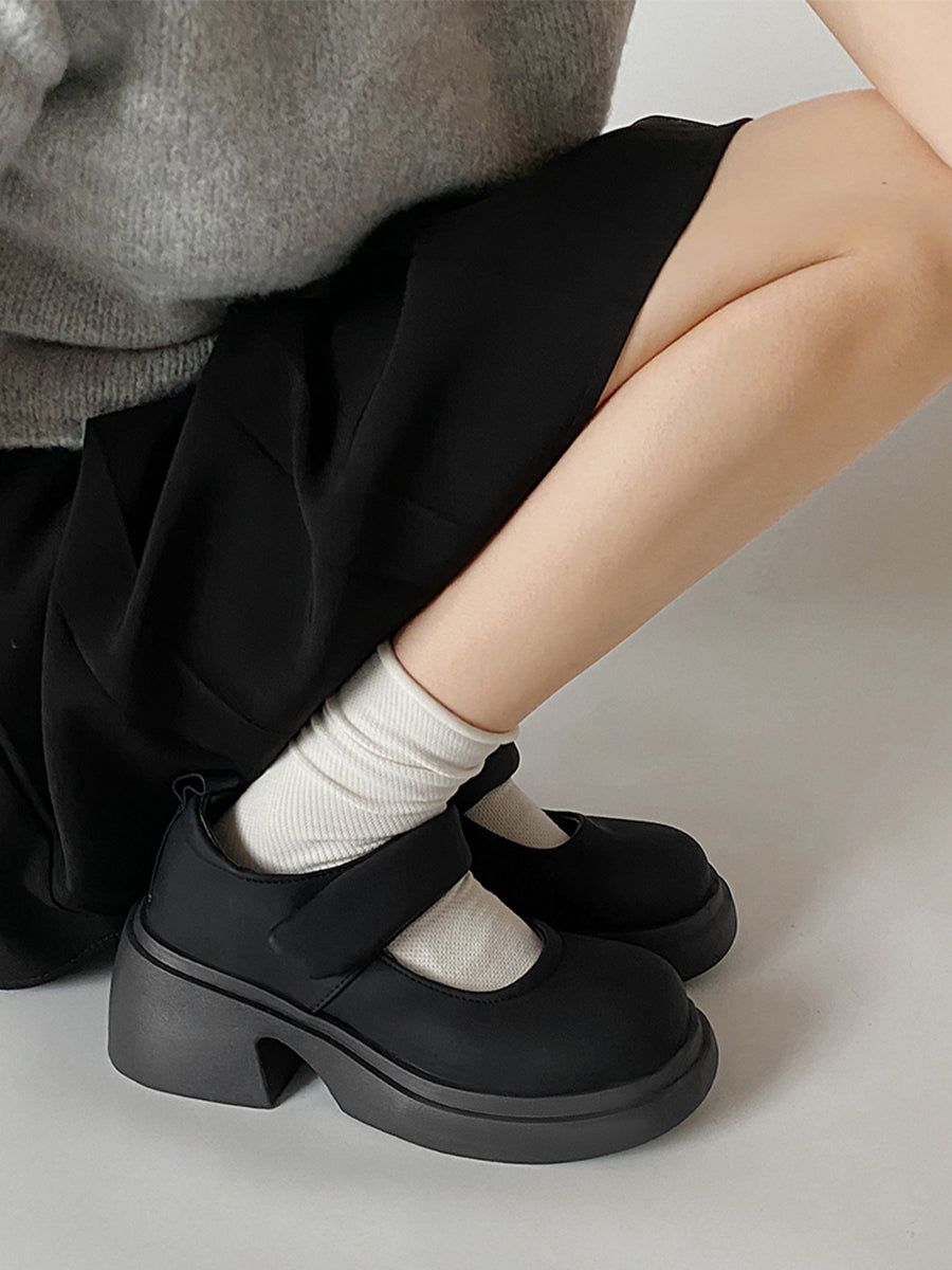 Soft Cloud Velcro Mary Jane Chunky Pumps Shoes(No Socks)