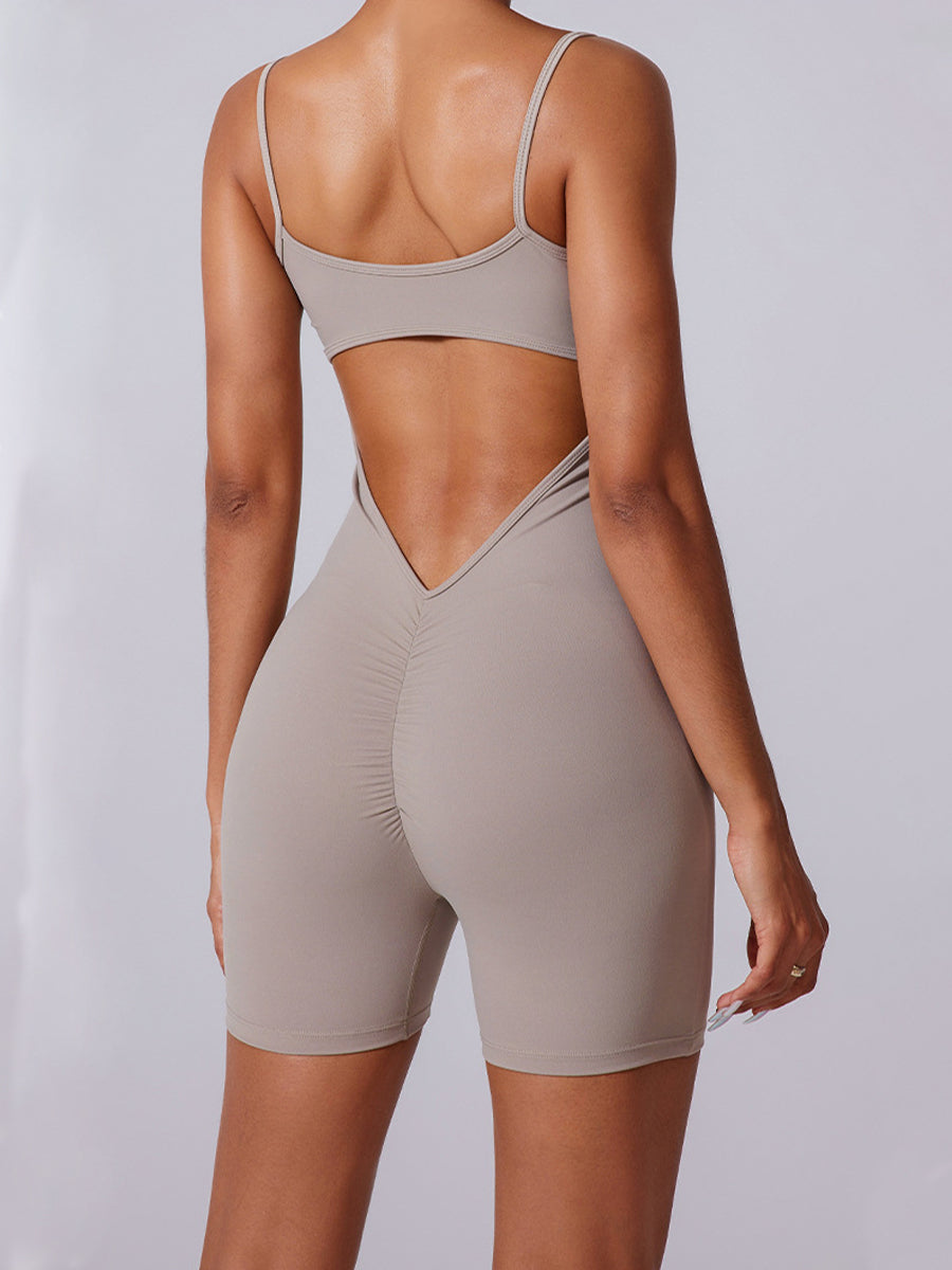 Plain Backless Straps Unitards Skin-Friendly Sleeveless Romper