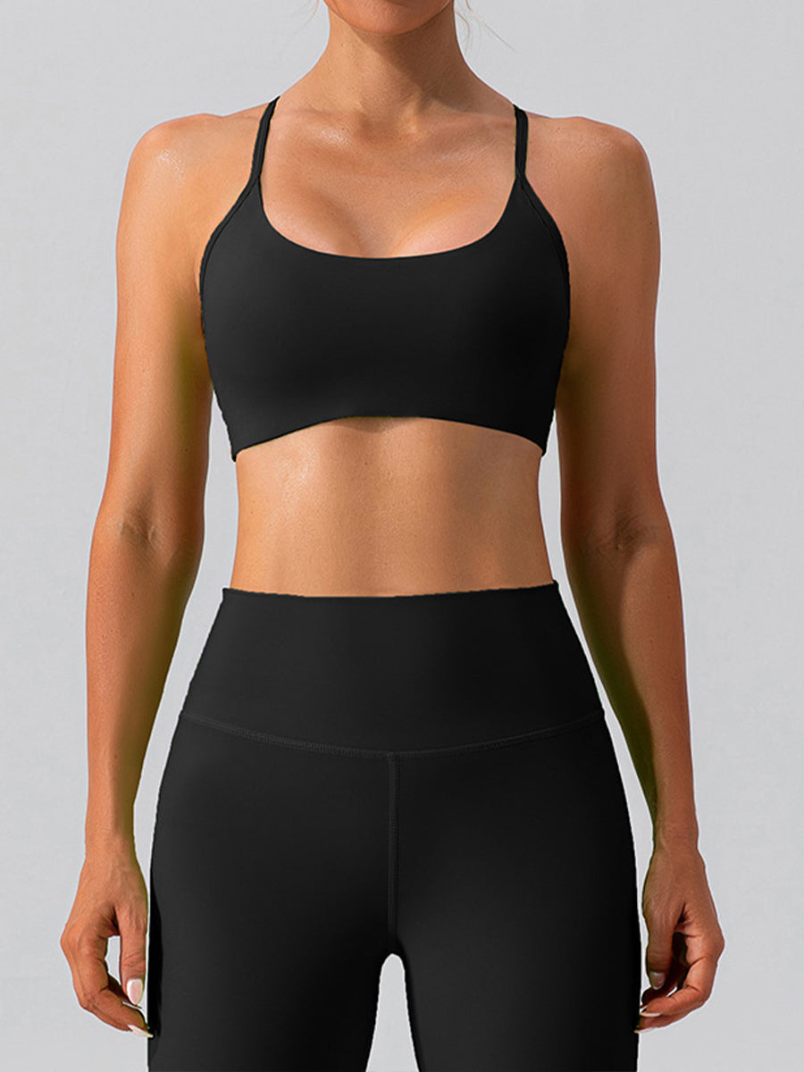 2pcs Sleeveless Tank Skin-Friendly Sports Set Workout Set Fitness Yoga Suit with Chest Pads