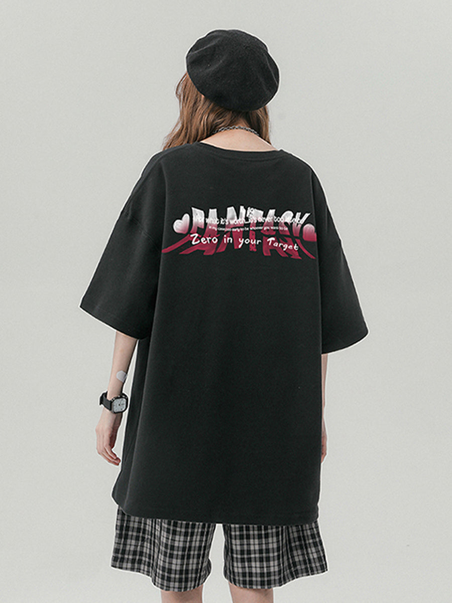 Clown Girl Print Oversize Short Sleeve Top
