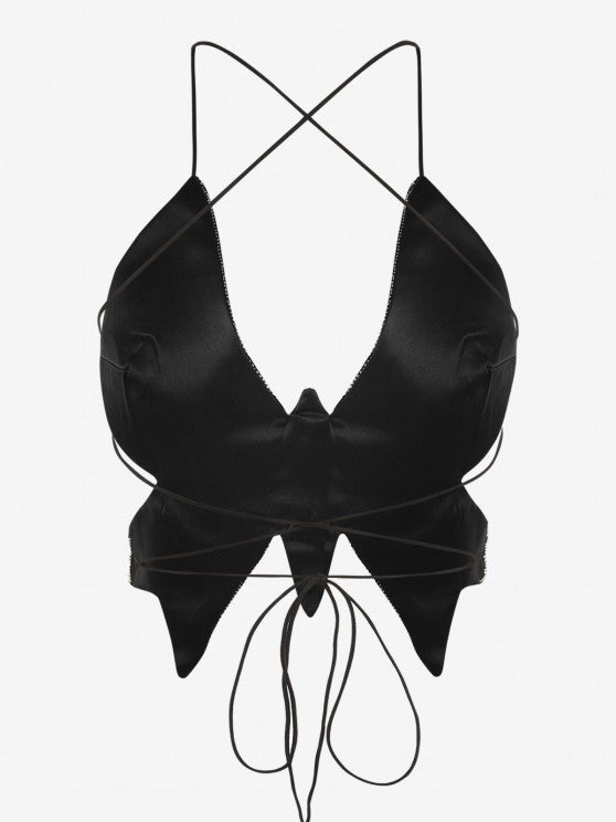 Y2K Rhinestone Butterfly Shaped Halter Top
