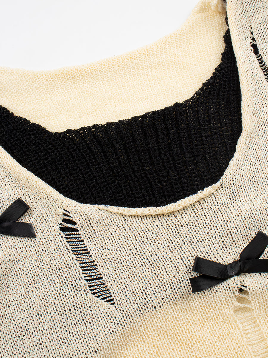 False Two Piece Knit Sleeveless Tank Top