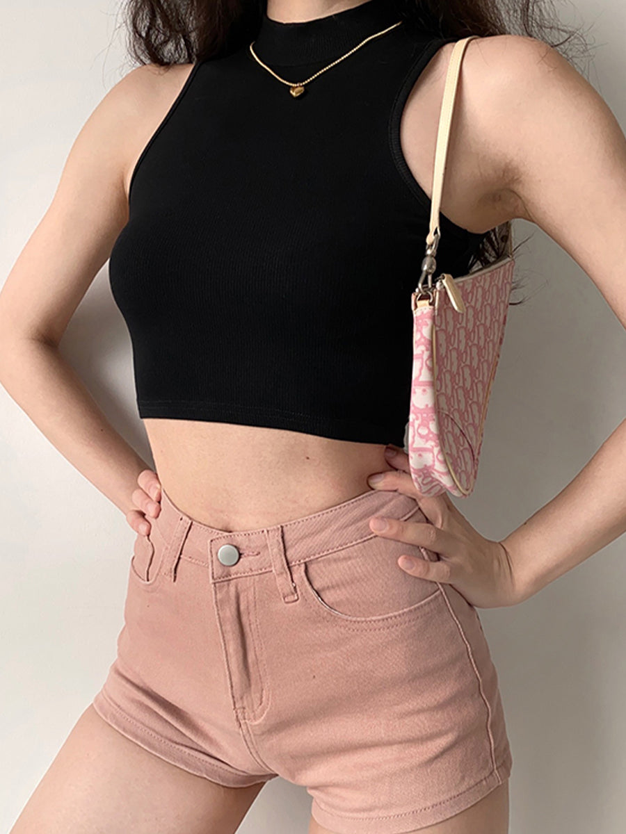 Solid Color Denim Jean Shorts