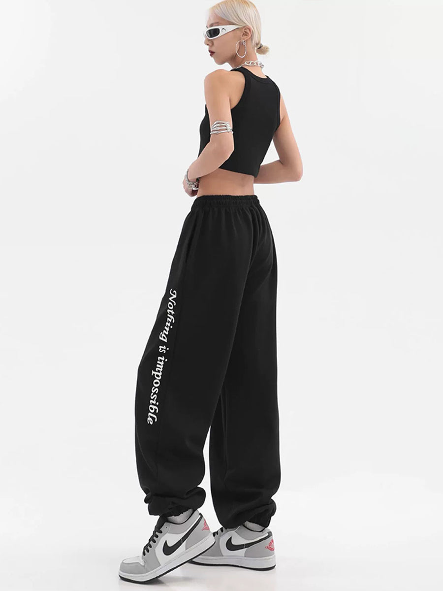 Printed Straight Leg Panel Sweatpants Pants