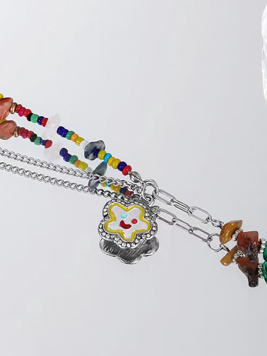 Smile Flower Rainbow Necklace