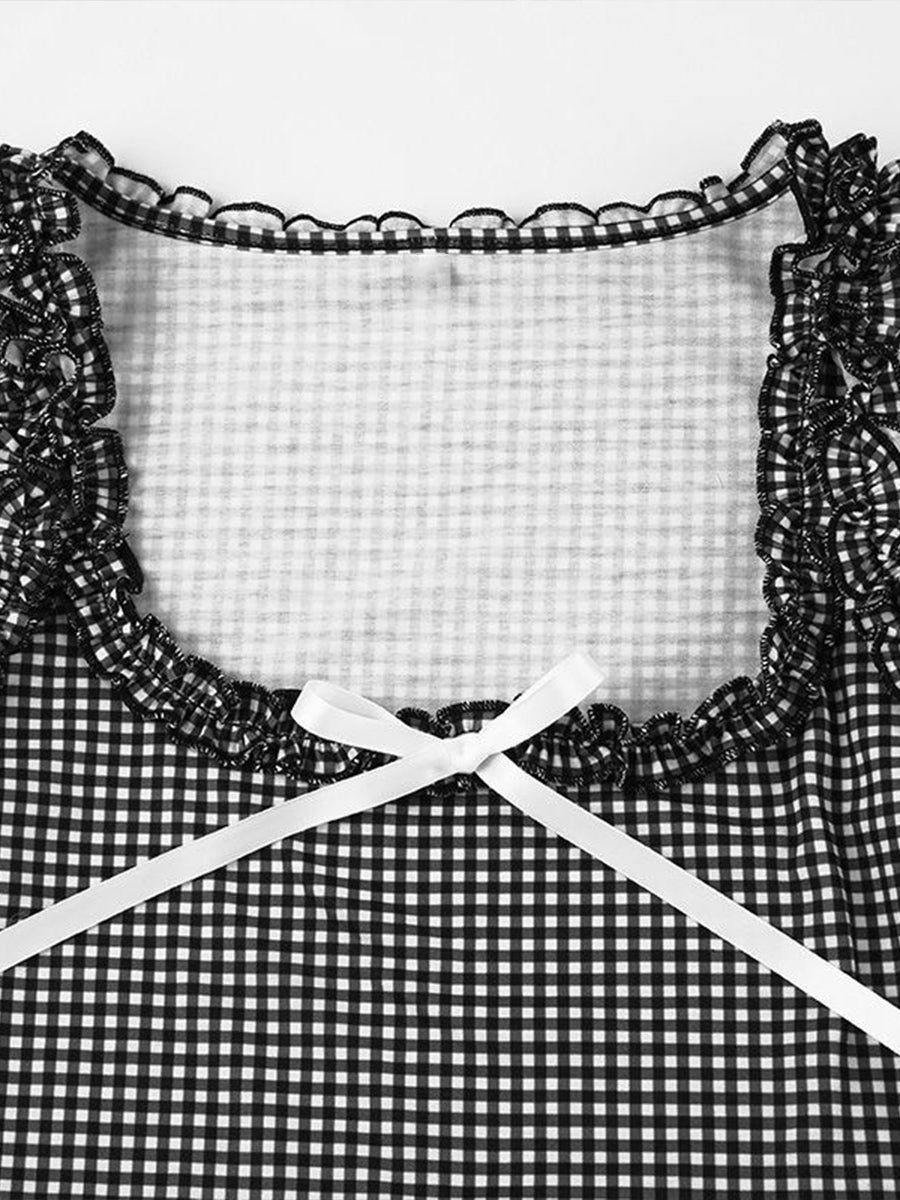 Plaid Ruffle Trim Cami Top