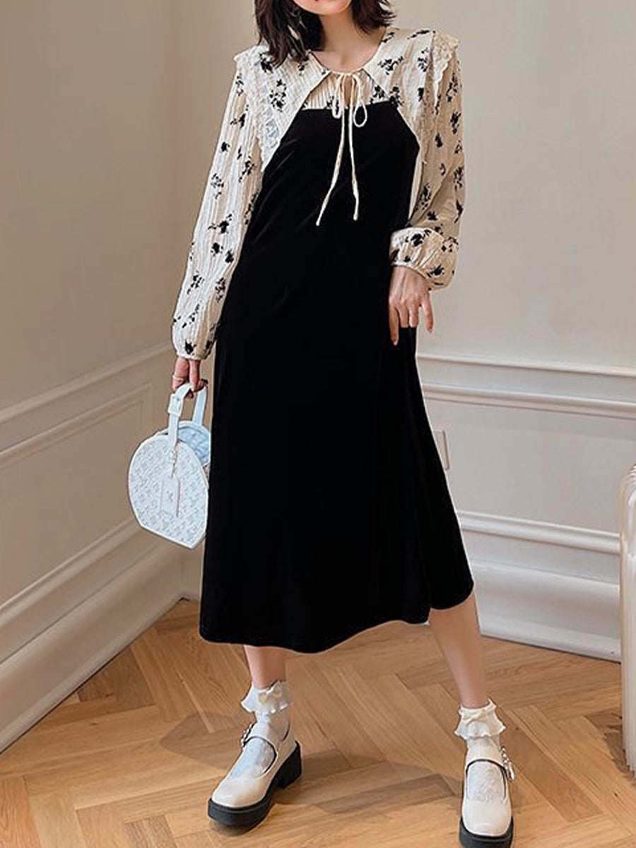 Long Sleeve Rose Shirt Black Cami Dress