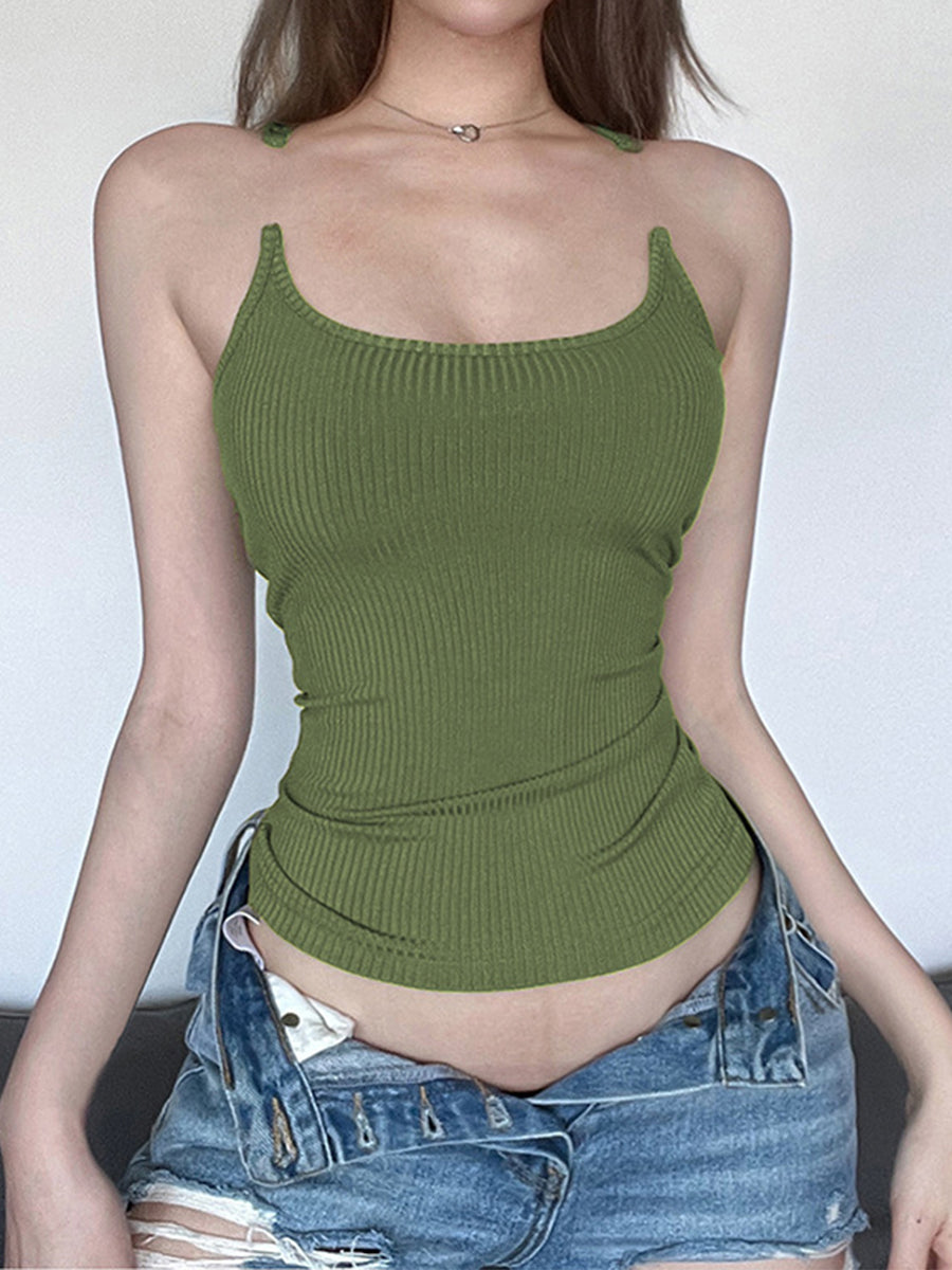 Clear Strap Knitted Cami Top