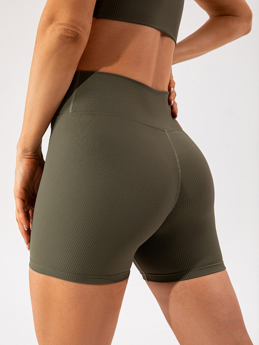 Plain Running Shorts for Womens Causal Tummy Control Workout Shorts High Waisted Yoga Capris Shorts