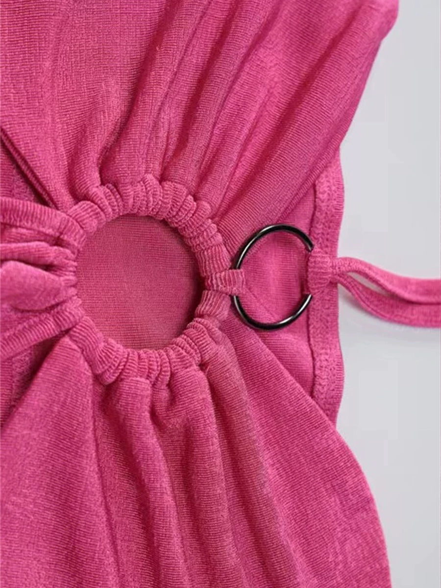 Rose Velvet Halter Dress