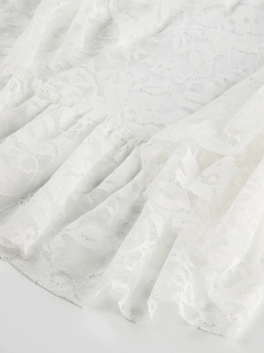 Irregular Lace Hem Split Midi Skirt