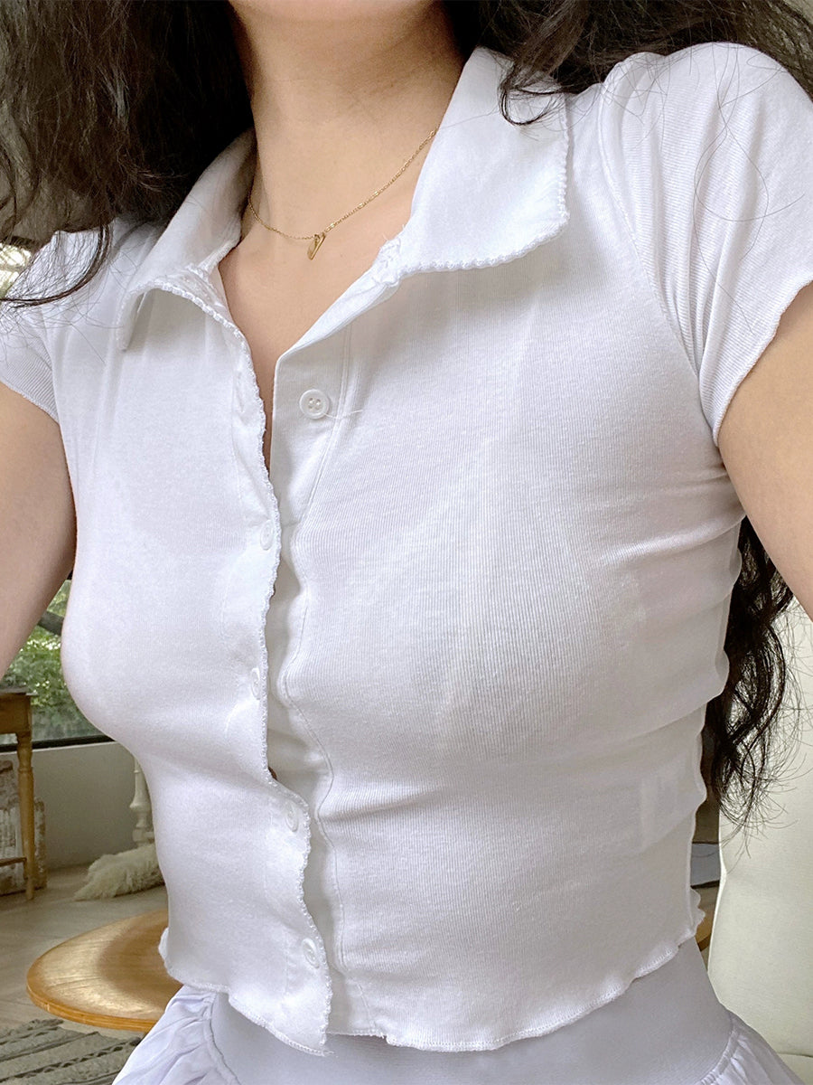 Polo Knit Short Sleeve Top