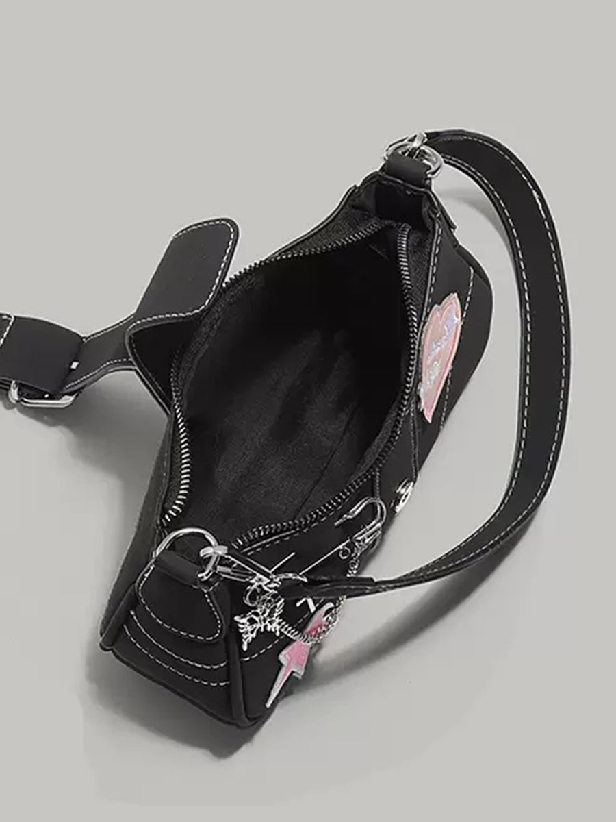 Y2K Butterfly Chain Black Bag