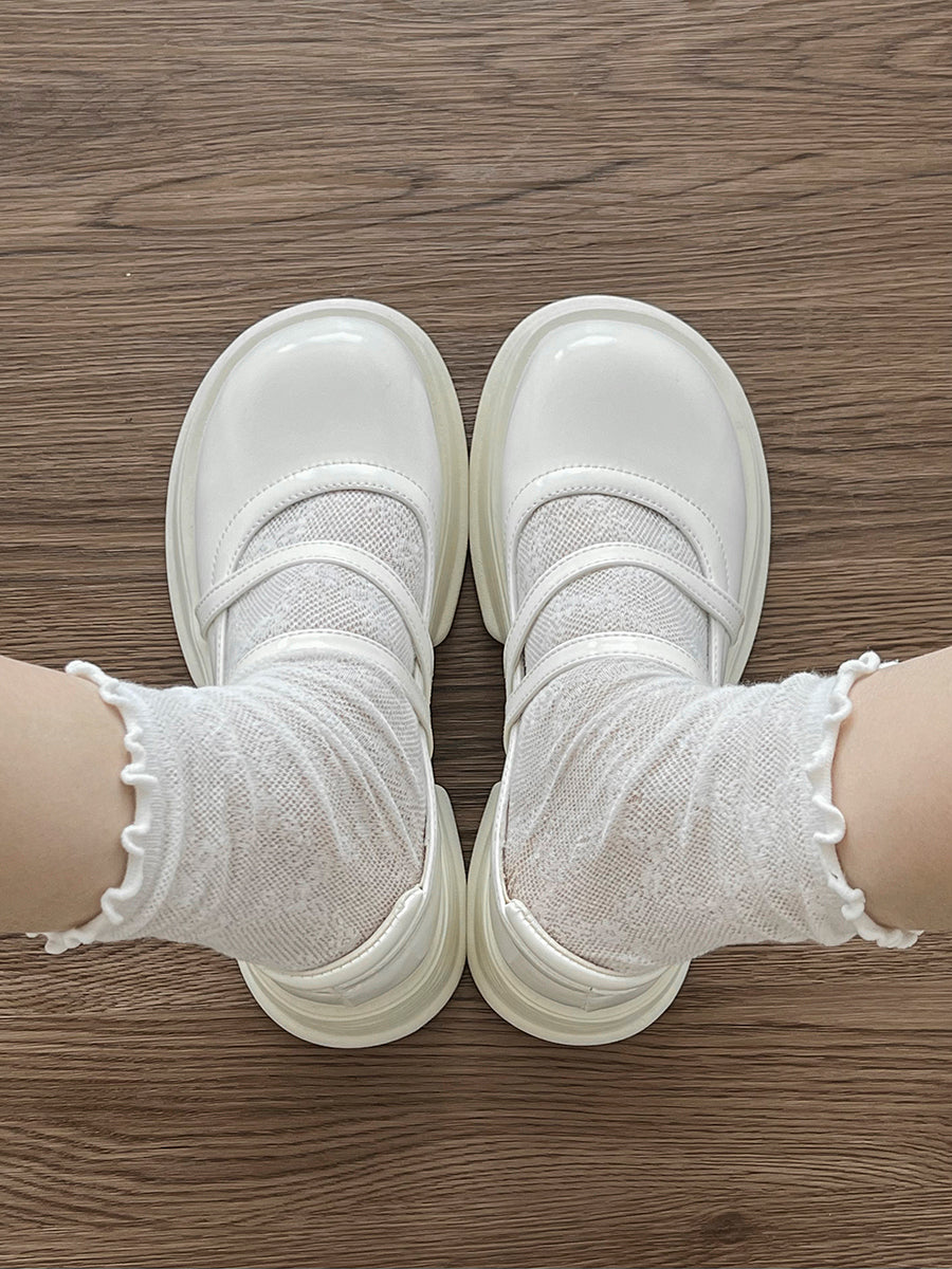 Round Toe Chunky Heeled Ankle Straps Pumps
