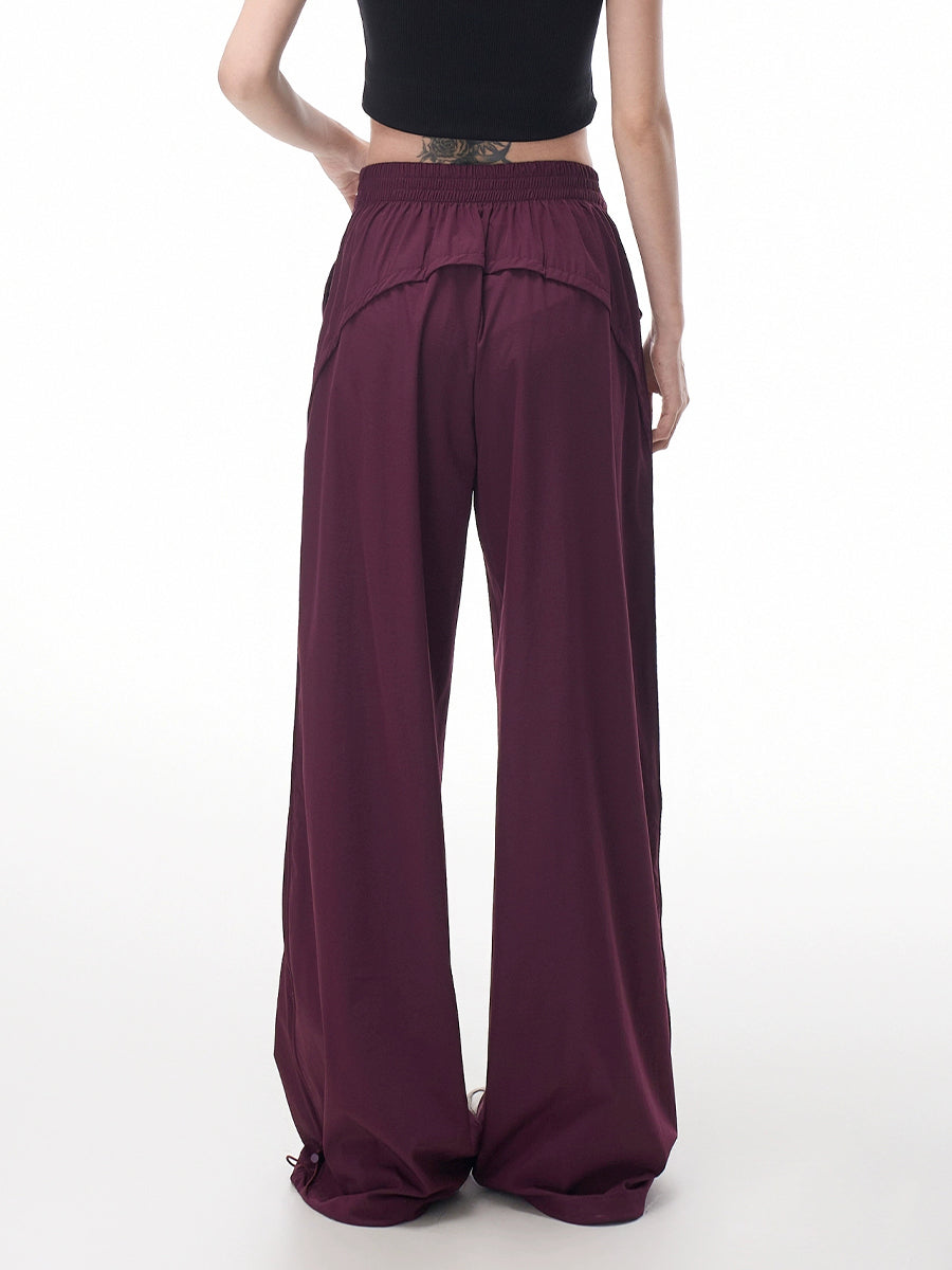 Solid Color Casual Sport High Waist Loose Pants