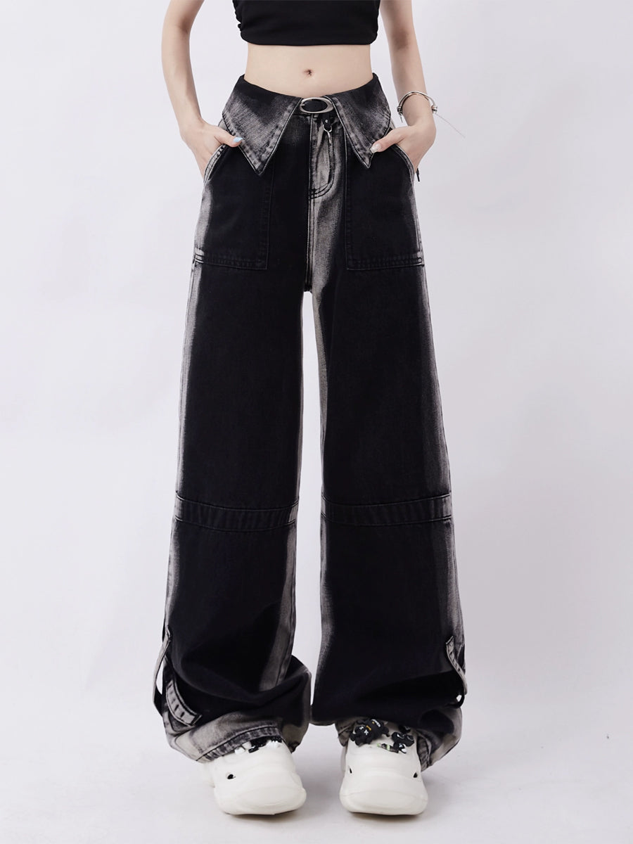 High Waisted Gray Loose Jeans