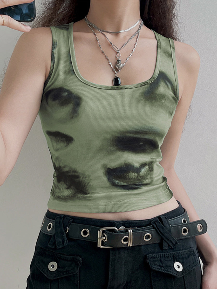 Green Tie-Dye Tank Top
