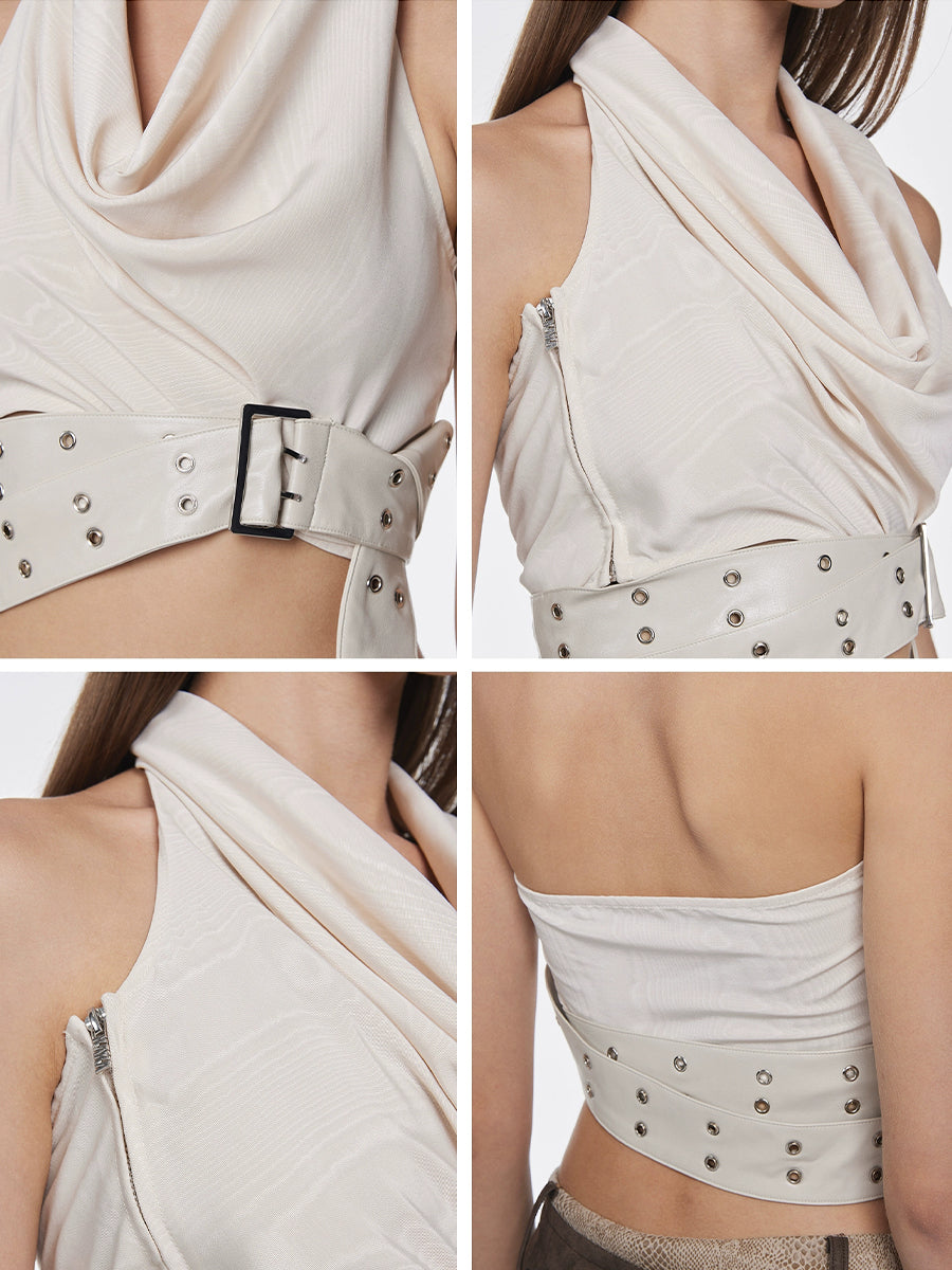 Adjustable Beige Halter Top