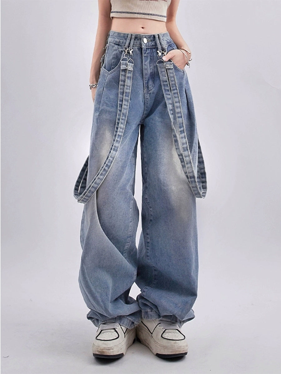 High Waisted Blue Loose Jeans