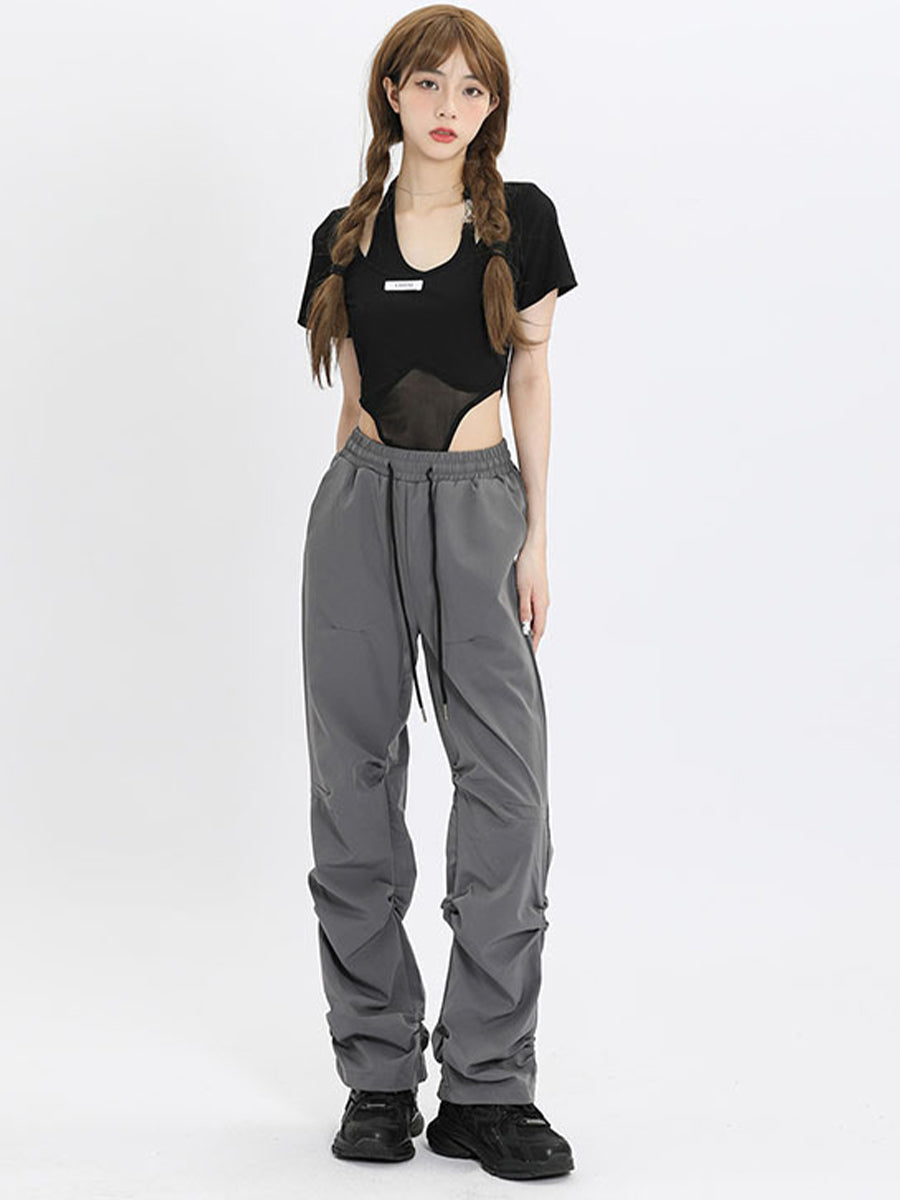 Solid Color Fake Two-Piece Onesie Top