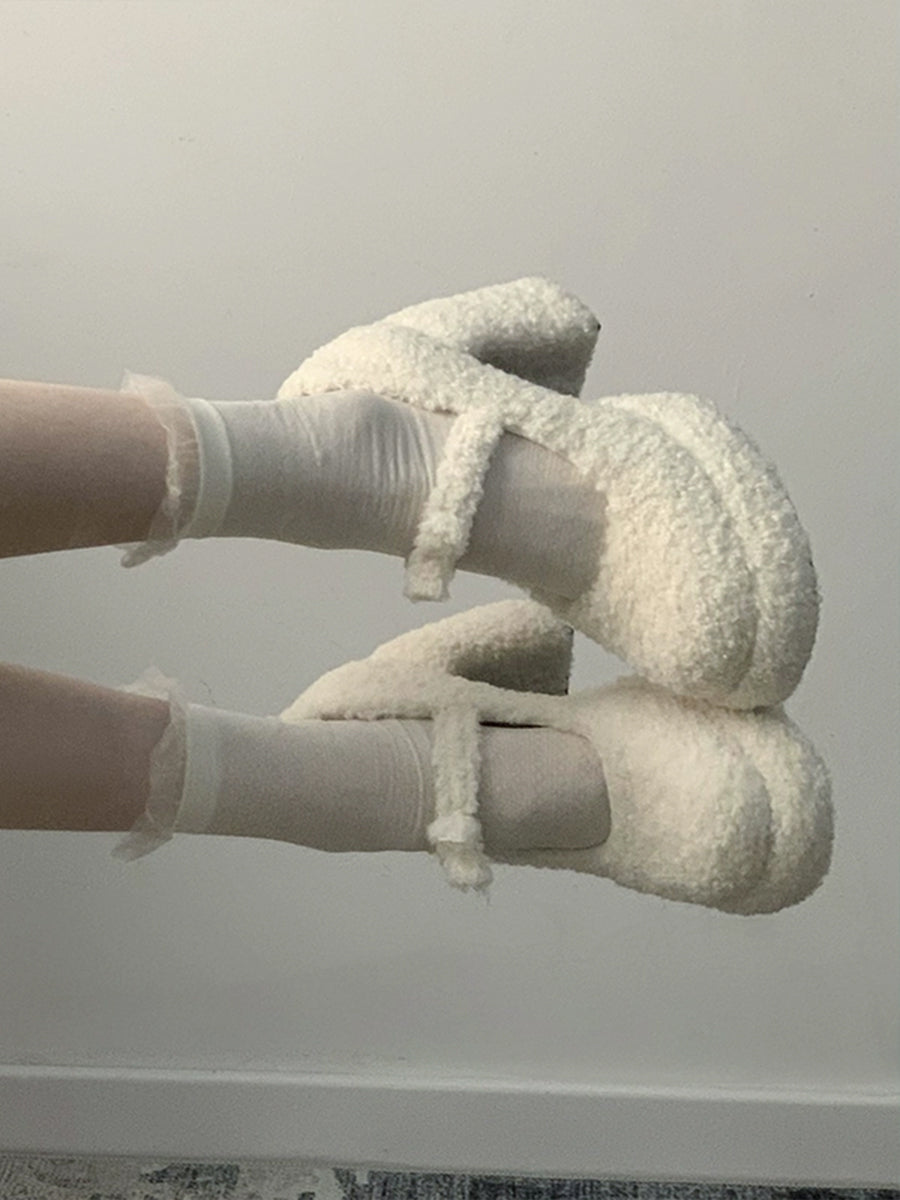 Chunky Heels Fluffy Mary Jane Shoes