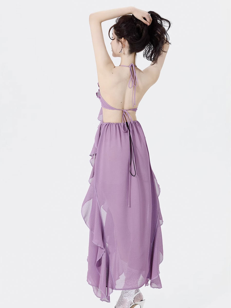 Sleeveless Tassel Slim Long Dress